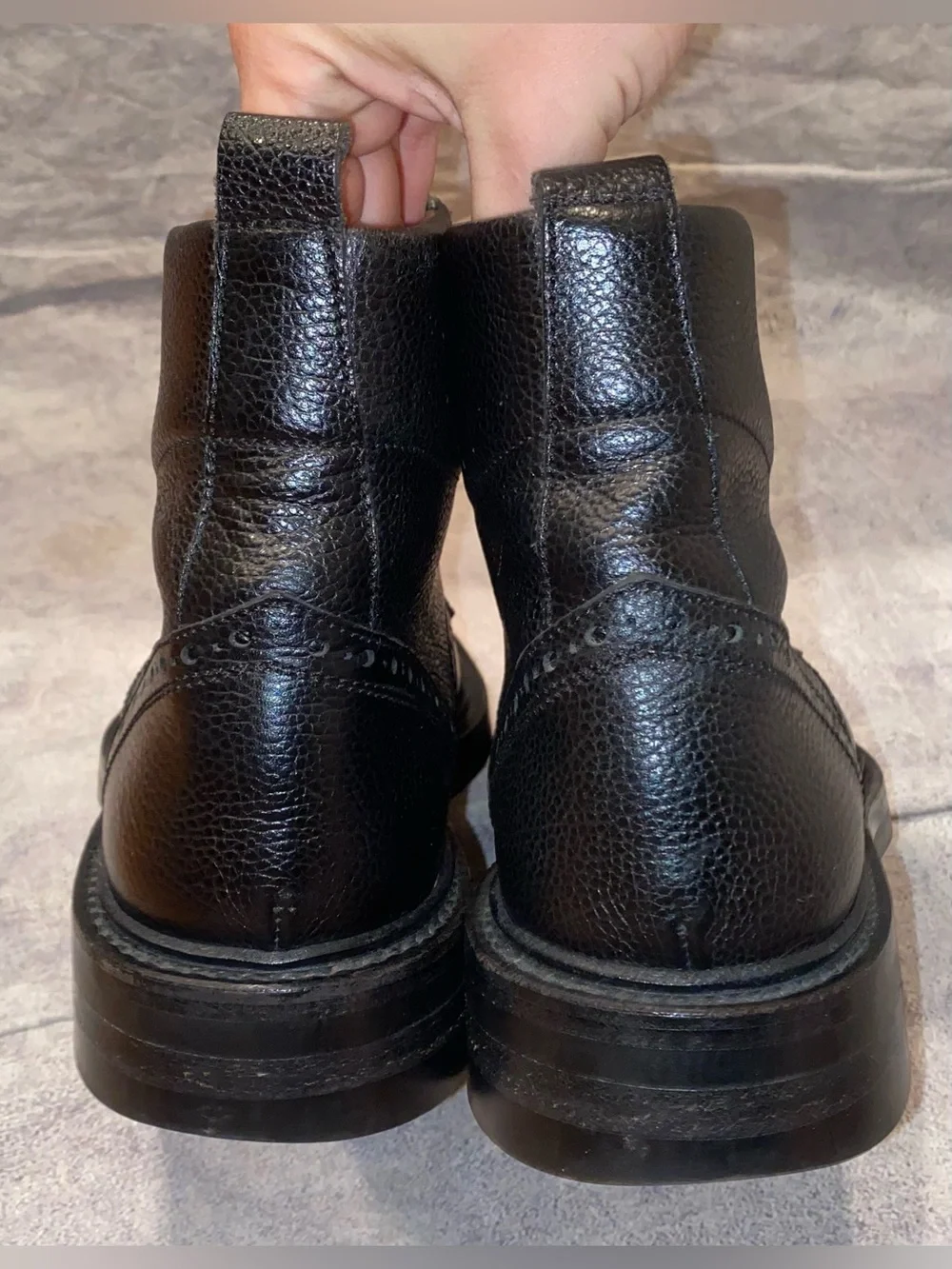 $1200 Varda Italy MB194 Lug Sole Combat Boots Dress Casual Brogue Cap Toe 9 Mens
